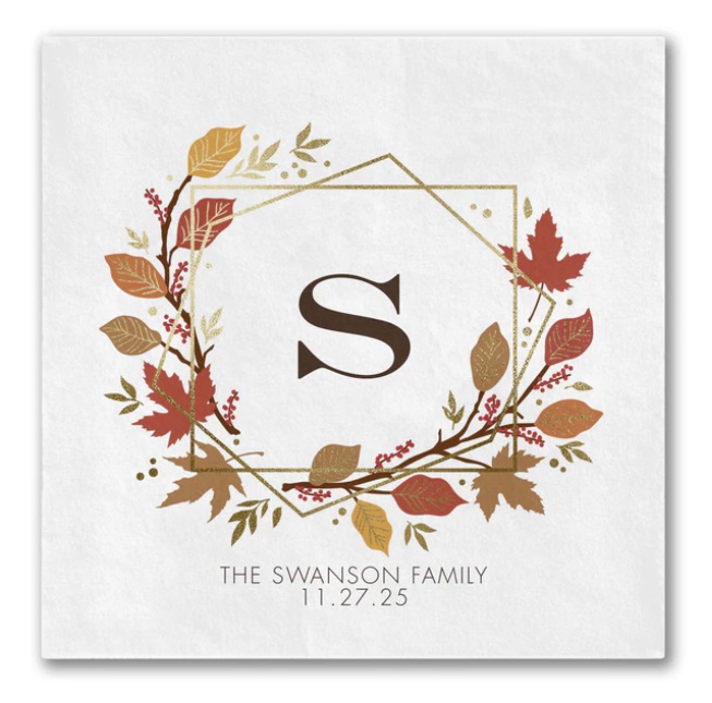 Fall Wedding Napkins Personalized Fall Favors